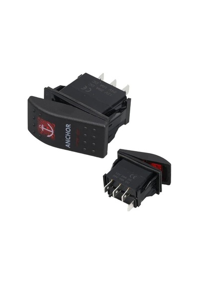 Powermaster Çapa Irgatı Sembollü Yaylı Işıksız 4 Pinli On-off 12-24v Marin Switch