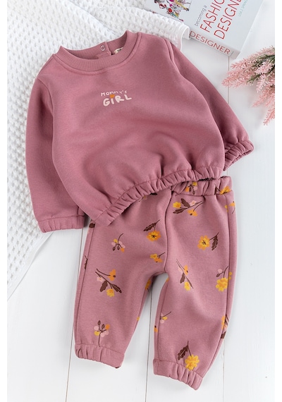Babymod Çiçek Desenli 2'li Kışlık Kız Bebek Takım Gülkurusu