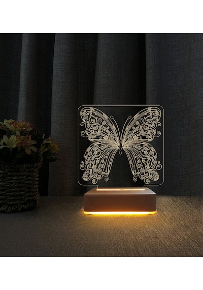 Kelebek 3d Led Masa Lambası Doğum Günü Hediyesi Lamba