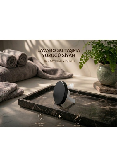 Lavabo Su Taşma Yüzüğü - Mat Siyah