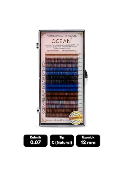 Ocean 0.07c Natural Kıvrım Renkli Mix Soft Eyelash Doğal İpek Kirpik 16'lı