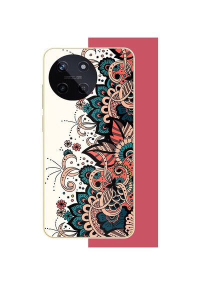 Realme 11 4g Uyumlu Etnik Çiçek Deseni Baskılı Silikon Kılıf Renkli