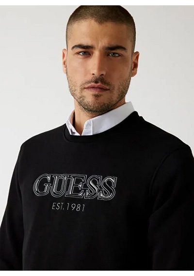 Guess M5bq08k9z21 Cn Basic Erkek Sweatshirt Siyah