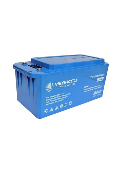 Megacell 12.8v 200ah Bluetooth Lifepo4 Lityum Demir Fosfat Akü Abs Kasa