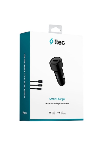 Smartcharger 2.4a Araç Şarj Aleti + Trio Kablo