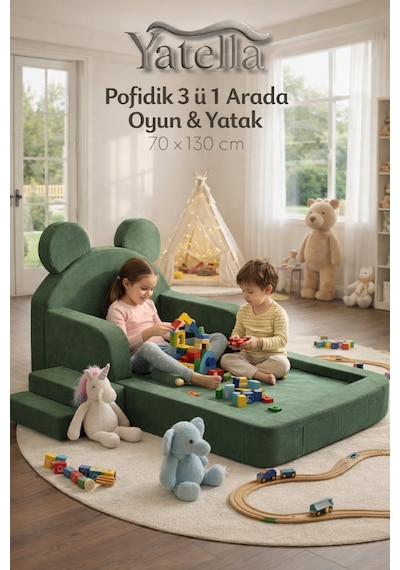 Yatella Pofidik 3'ü 1arada Oyun & Yatak 70 X 130 CM Mavi