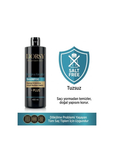 +plus Dökülme-kepek Karşıtı Besleyici Tuzsuz Doğal Biaotin-keratin Şampuan 400 Ml