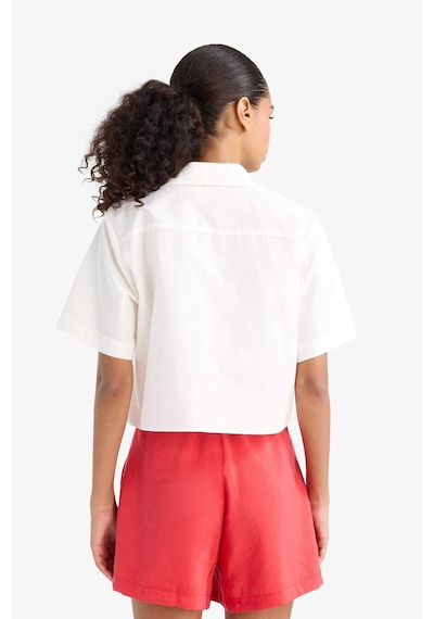 Defacto Regular Fit Poplin Kısa Kollu Beyaz Gömlek F8580ax25smwt34 Beyaz