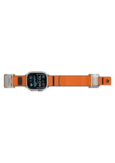 Watch 44mm Uyumlu Mohseven İwatch Mecha Sport Hasır Kordon Titanyum-turuncu