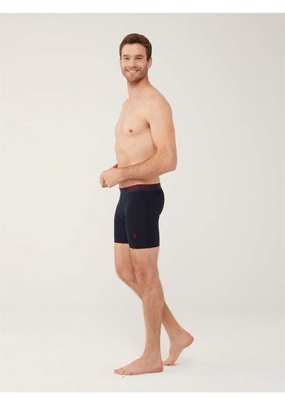 U.S. Polo Assn. Erkek Siyah - Antrasit Melanj - Lacivert 3 Lü Uzun Paçalı Boxer 80454Y Gri
