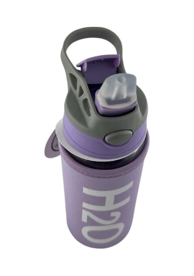 H2o Kılıflı Pipetli Cam Matara 500 Ml Mor