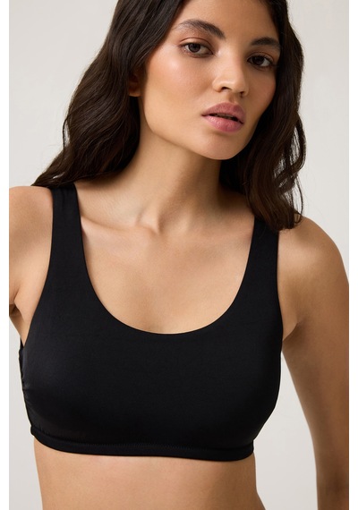 Los Ojos Siyah Kare Yaka Spor Bikini Üstü Sporty Top Siyah