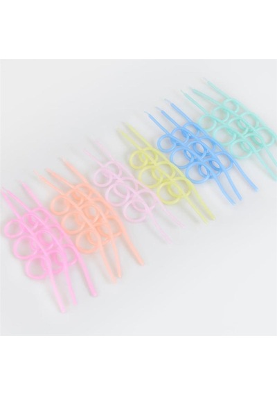Meri Meri - Pastel Loopy Candles - Pastel Renk Kıvrımlı Mumlar - 16 Adet Çok Renkli