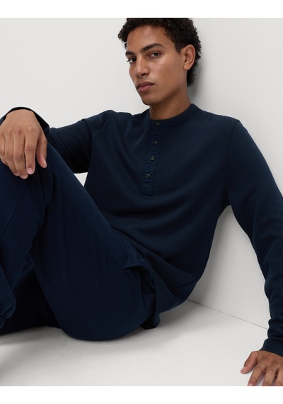Marks & Spencer Pamuk Karışımlı Ribanalı Pijama Üstü T07005135 Lacivert