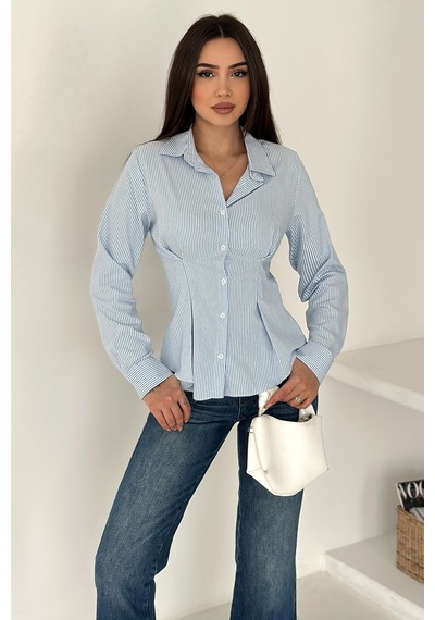 Çizgili Fit Gömlek Fresh Mavi