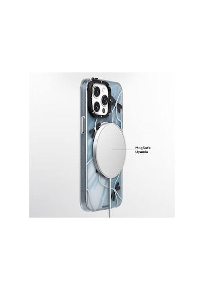 Apple Uyumlu iPhone 15 Pro Max Kılıf Magsafe Özellikli Airbagli Çift Katmanlı Youngkit Star&butterfly Serisi Gri