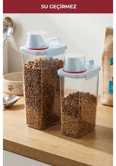 2'li Sızdırmaz Kedi Köpek Mama Saklama Kabı 2300 Ml Ve 2800 Ml