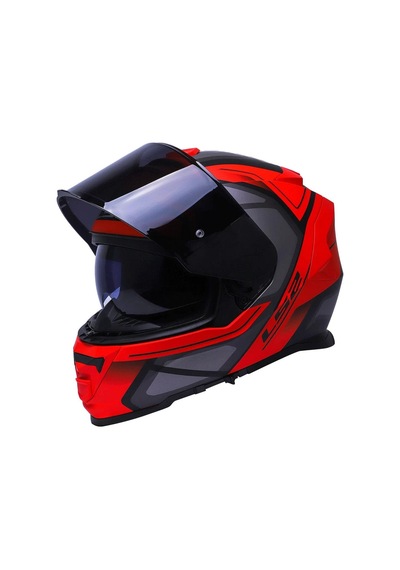 Ls2 Storm 2 Faster Siyah Vizörlü Motosiklet Kaskı Siyah Vizörlü Mat Kırmızı - Titanyum