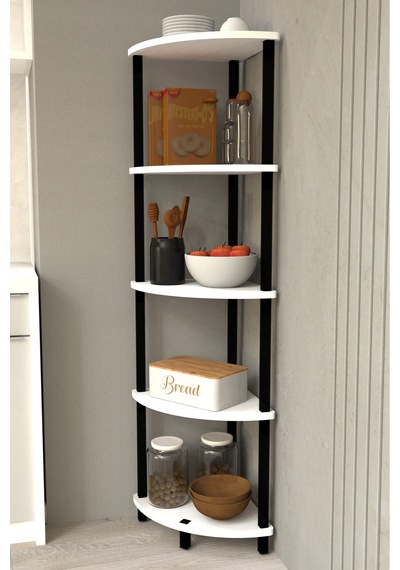 Gusto 5 Katlı Mutfak Rafı Çok Amaçlı Mutfak Düzenleyici Dekoratif Mutfak Raf Ünitesi Ve Organizer - Beyaz Beyaz