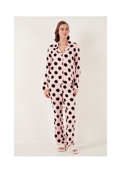 Lela Reguar Fit Yumuşak Dokulu Bayan Pijama Takımı 611Pt288Y Siyah
