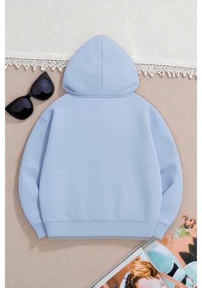 Uyguntarz Unisex Eriyen Kalpler Tasarım Basklı Sweatshirt Bebe Mavisi