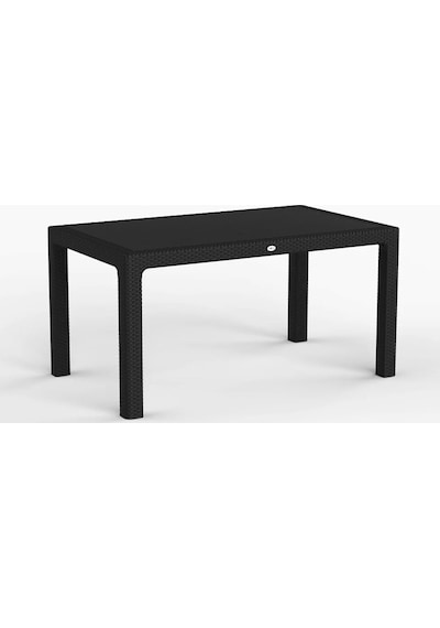 90 X 150 Bambu Plastik Dikdörtgen Rattan Camsız Bahçe Balkon Teras Masası Antrasit