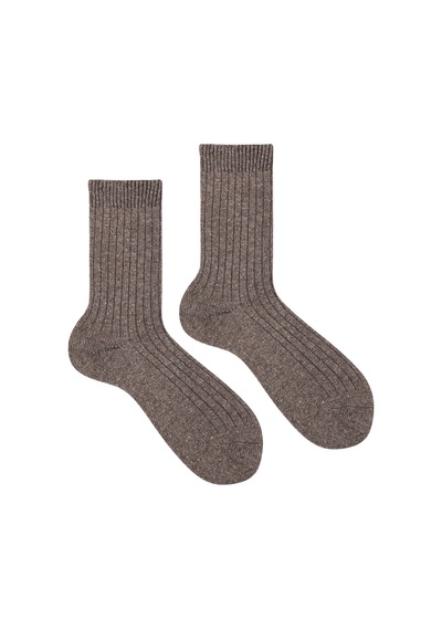 Ozzy Socks Kışlık Kahverengi Erkek Lambswool Yünlü Uyku Çorabı Soft Touch 1 Çift Kahverengi