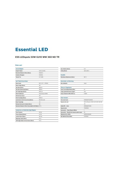 Philips 4.7W 2700K Led Çanak Spot Gu 10 Duy Par 16 10 Adet-4.7W 4000K