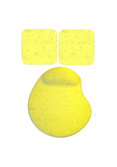 Oval Sarı Kum Desen Bilek Destekli Mouse Pad + 2 Adet Kupa Fincan Bardak Altlığı Altlık Set