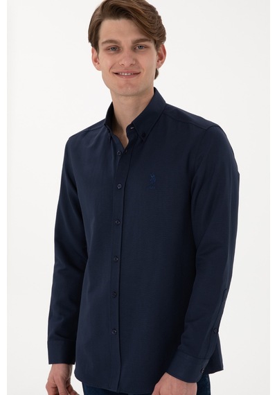 U.S. Polo Assn. Dokuma Uzun Kol Slim Fit Gömlek 2084085 Lacivert