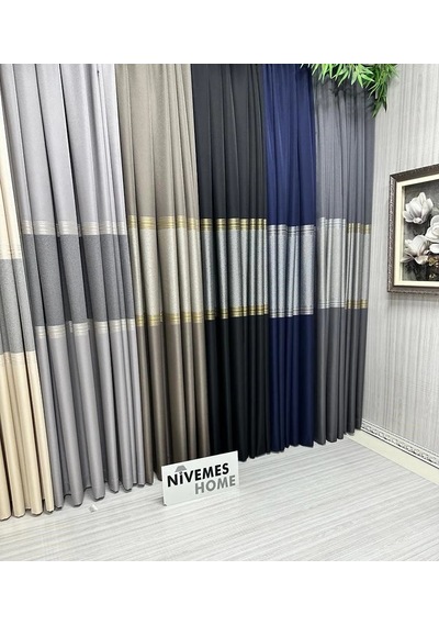 Nivemeshome Manavgat Lacivert Ft632113 V-507 1/3 Sık Pileli Fon Perde Apm Lacivert