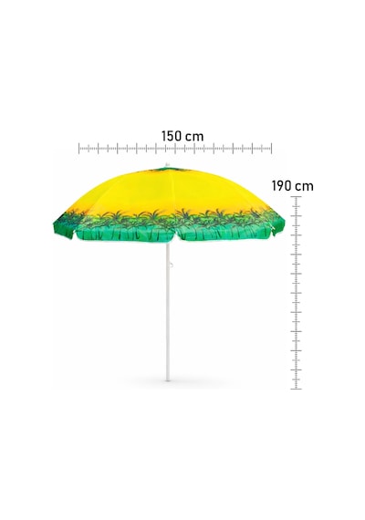Garden 8 Telli Eğilebilir Güneş Geçirmez Palmiye Desenli Plaj Şemsiyesi 170cm - Asorti Renk