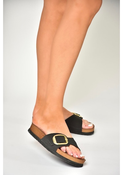 Fox Shoes P777507202 Siyah Süet Günlük Kadın Terlik Siyah-süet Çok Renkli