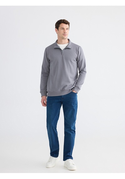 Lcwaıkıkı Classic Gri Dik Yaka Uzun Kollu Erkek Kalın Sweatshirt