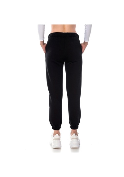 Kadın Ekru Renk Elastik Paça Örme Jogger Eşofman Altı Cy84200 Siyah