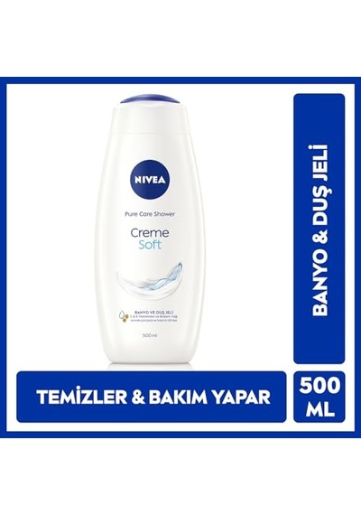 Nıvea Creme Soft Kremsi Dokunuş Banyo Ve Duş Jeli 500 Ml, Pro-vitamin,badem Yağı, Nemlendirme Acai Üzümü