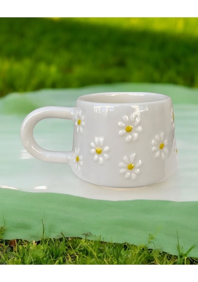 Klasik Çayır Papatya Seramik Kupa Bardak Mug