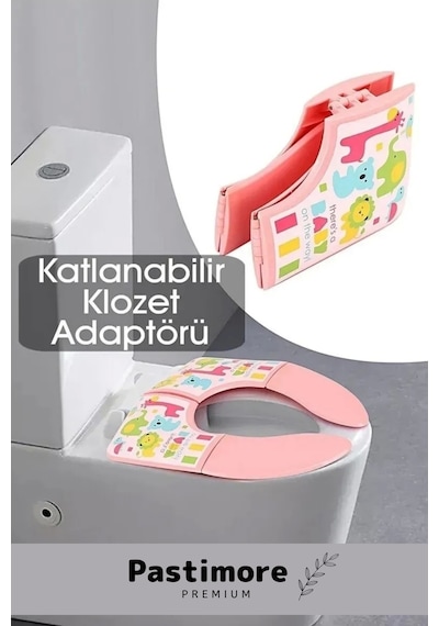 Çocuk Klozet Kapağı Tuvalet Eğitici Alıştırıcı Katlanabilir Adaptörü Hijyenik Bebek Lazımlık Aparat Mavi