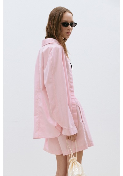 Suud Collection Pembe Klara Yıkamalı Poplin Şort