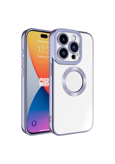 Zore İphone 15 Pro Max Uyumlu Kamera Korumalı Logo Gösteren Ogaa Omega Kılıf-lila