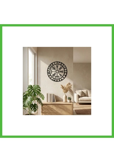 Vaveni Viking Pusulası Vegvisir Duvar Tablosu Mdf Lazer Kesim Nordik Duvar Süsü Modern Dekor Arz