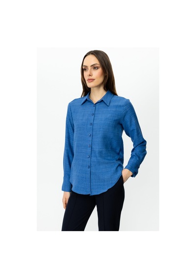 On Fashion Keten Gömlek İndigo