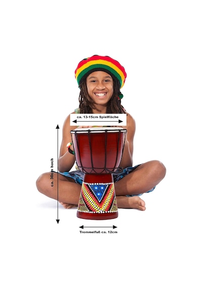 Djembe Davul Darbuka Renkli Afrika El Yapımı 30cm Çocuk Bongo Kon