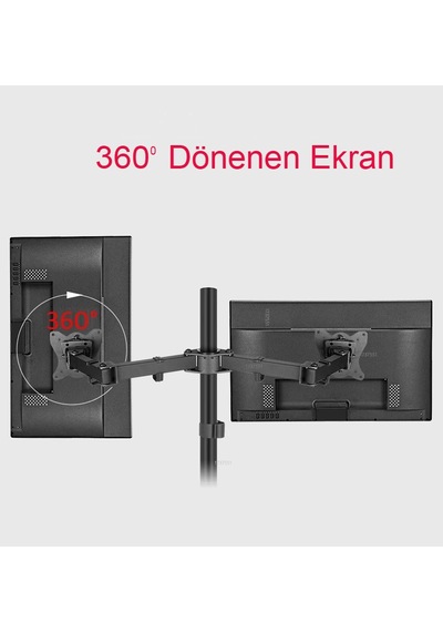 Monitör Standı Çift Kollu Masaüstü Ayarlanabilir 14-32 İnç Vesa U