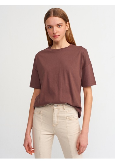 Dilvin 3683 Basic T-shirt-k.kahve