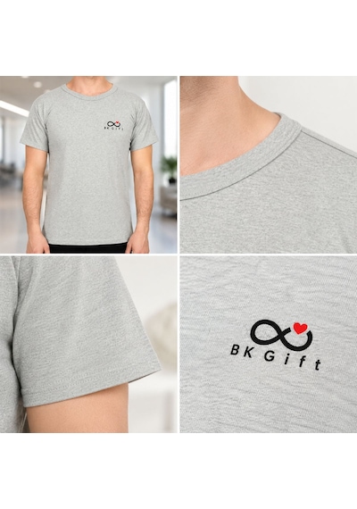 Logonuza Özel 10 Adet Gri Promosyon Tişört - Pamuk Unisex Kullan At Kurumsal Tişört