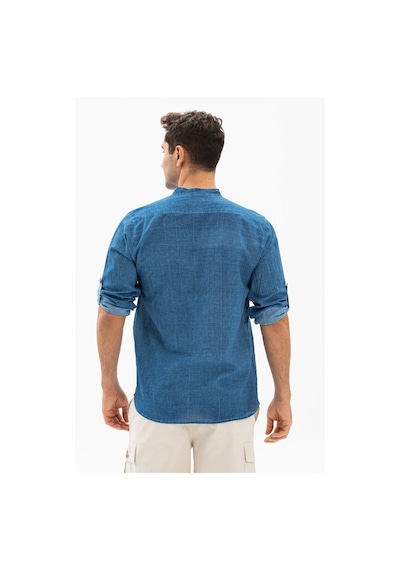 Uzun Kol Şile Bezi Bodrum Erkek T-Shirt Kot Mavi 9011