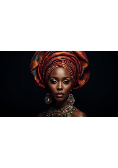 Afro Kraliçe Serisi 03 Majestic Gele & Afrofütürizm Portresi Canlı Renkler Ve Regal Duruş