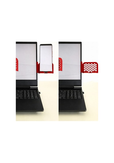 Alvera Monitor Telefon Tutucu 3d Baskı Petek Desenli Laptop Kenar Telefon Tutucu-kırmızı