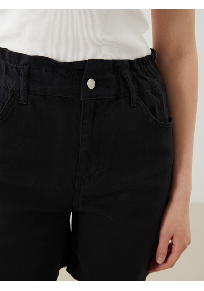 Lcwaıkıkı Classic Siyah Beli Lastikli Kadın Jean Şort